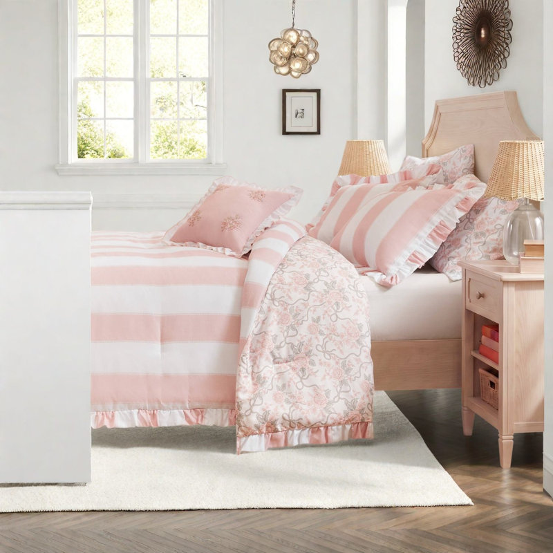 Striped and Toile Comforter Set