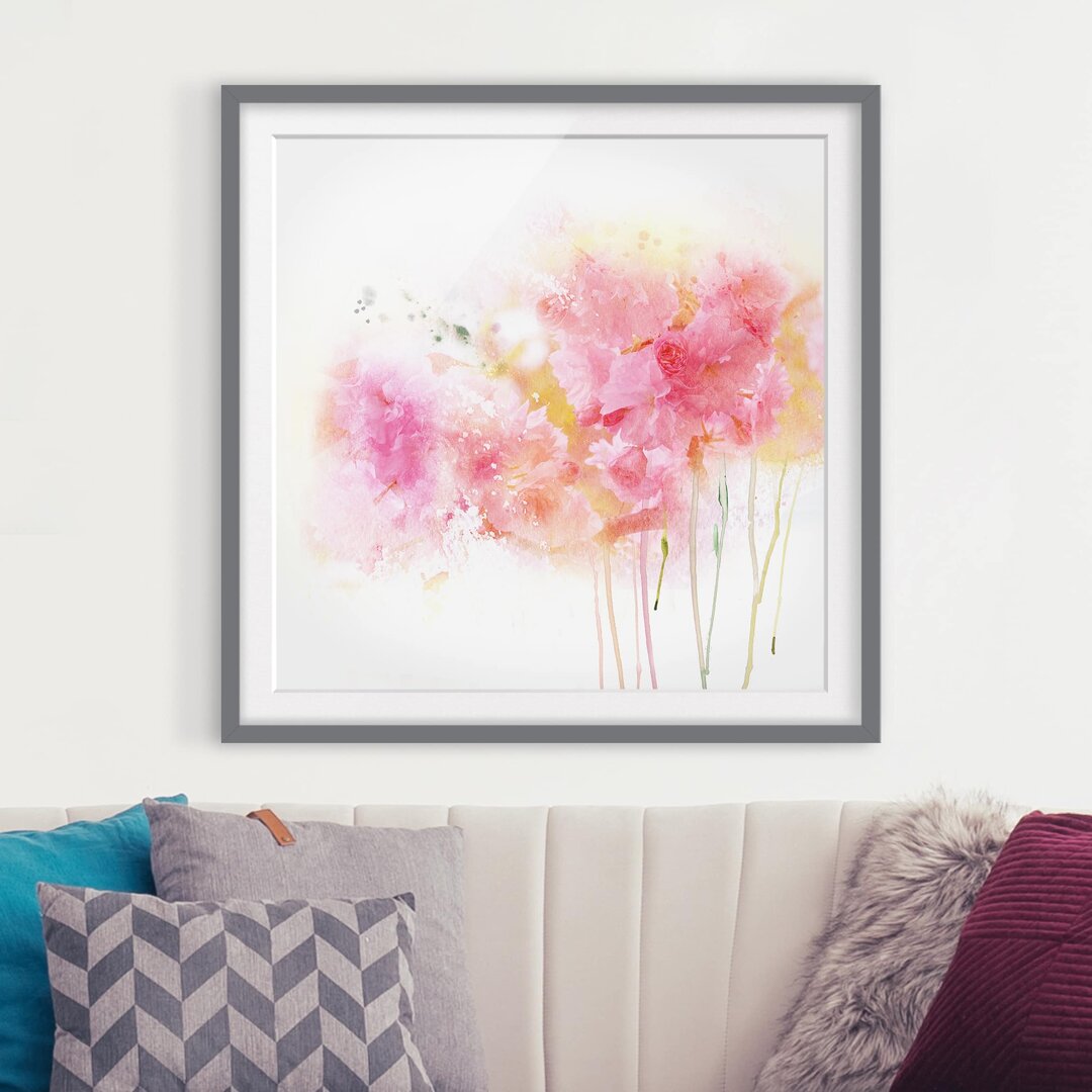 Gerahmter Kunstdruck Peonies Watercolour