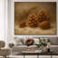 Très grande reproduction d'art sur tissu - Cône de pin brun nature morte, décor d'entrée rustique - «Assemblage requis du cadre (cadre non fini)»-131380861