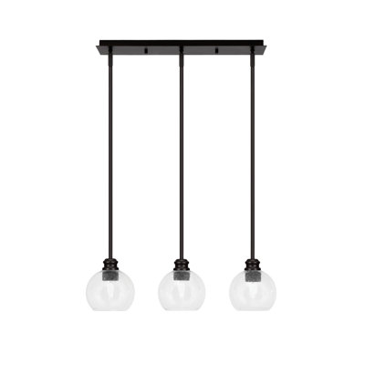 Luminaire suspendu linéaire à 3 lumières Edge avec verre à bulles de 5,75 po