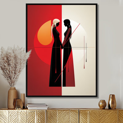 Geometric Silhouette Couple Holding Hands - Couple Wall Art