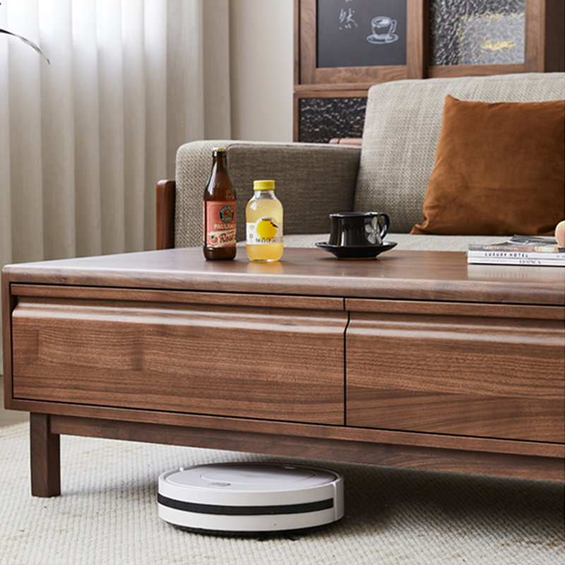 Table basse en bois massif de conception symétrique, H 16,53 po x L 47,24 po x l 23,62 po
