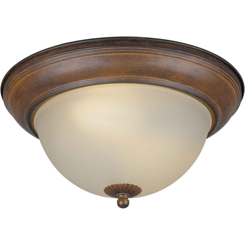 Vosburg Glass Flush Mount, 6" H x 14" W x 14" D, Rustic Sienna