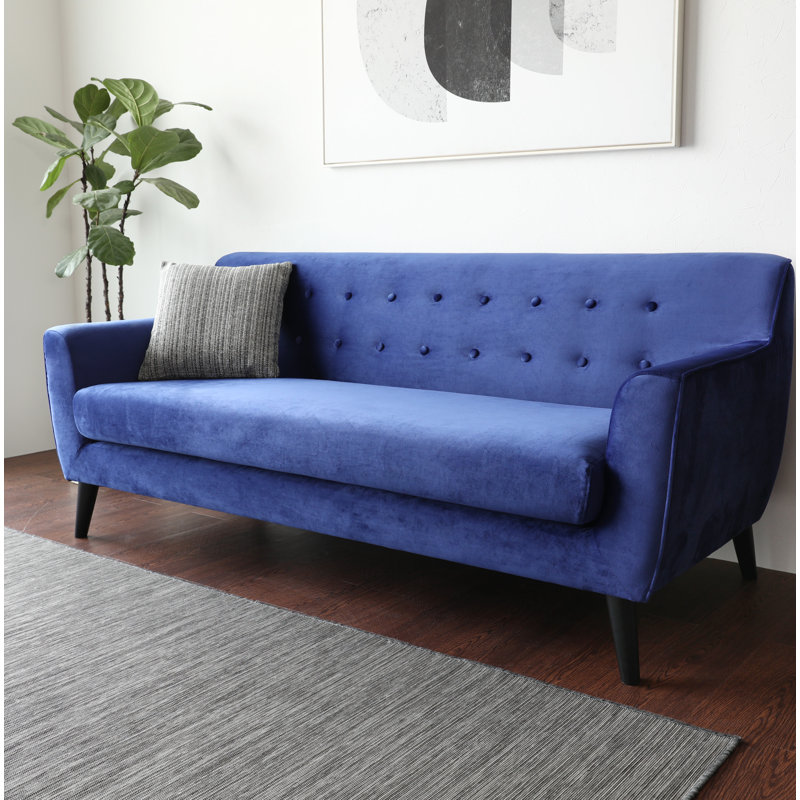 Canapé à accoudoirs carrés 74,8 po, Velours bleu