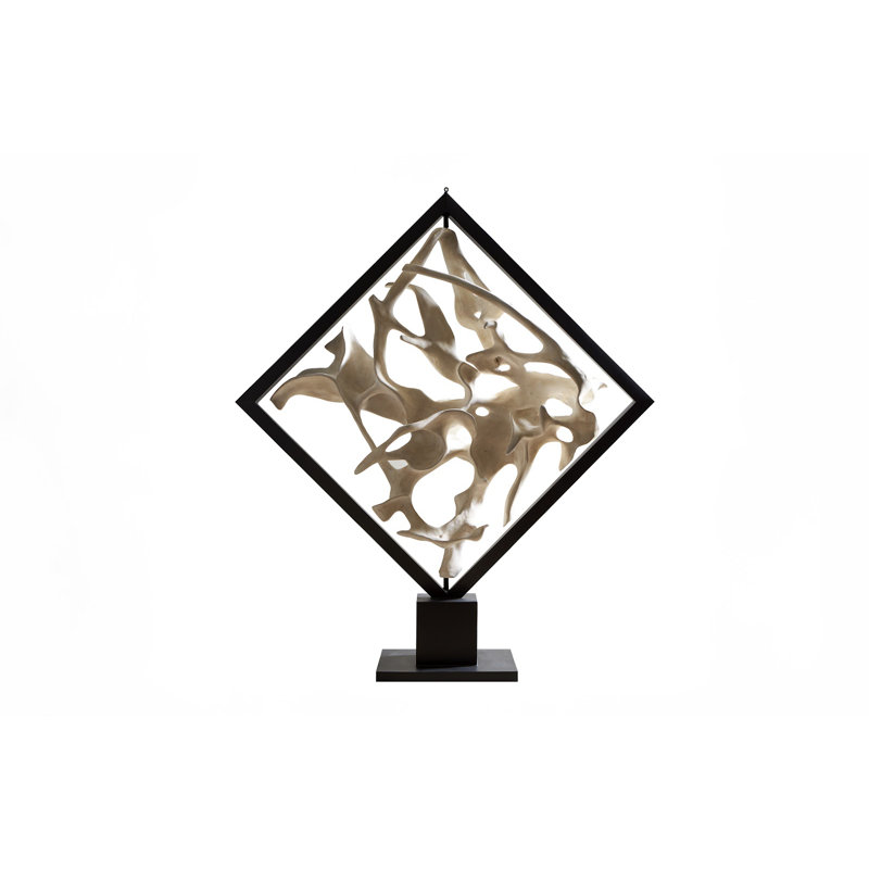 Cast Revolving Diamond Sculpture, Faux Bleached