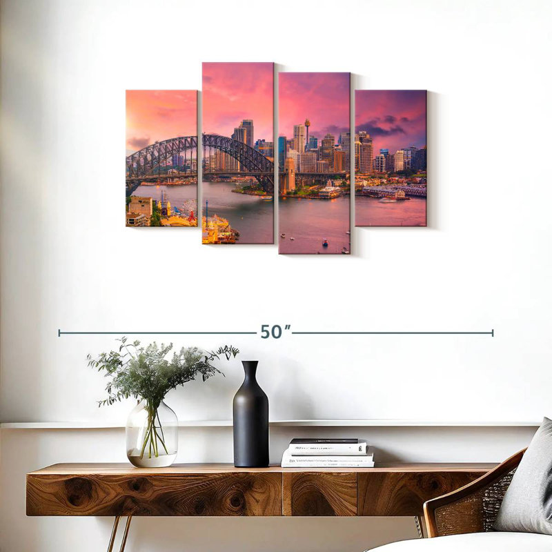 Nicci Pink Sydney Harbour Skyline, 22" H x 36" W