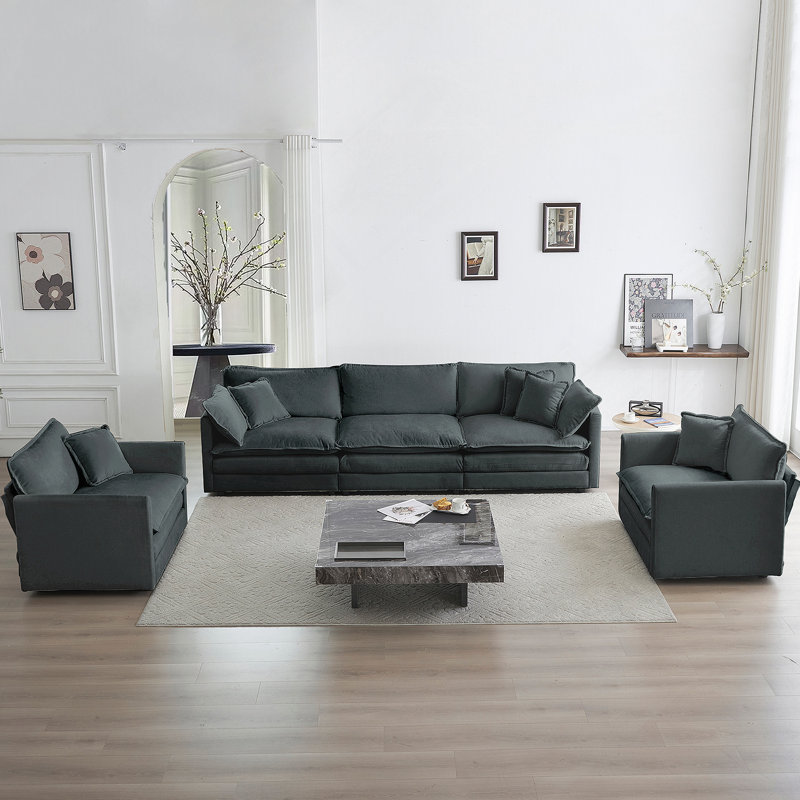 Ensemble de canapé trois pièces confortable pour le salon, design moderne et élégant