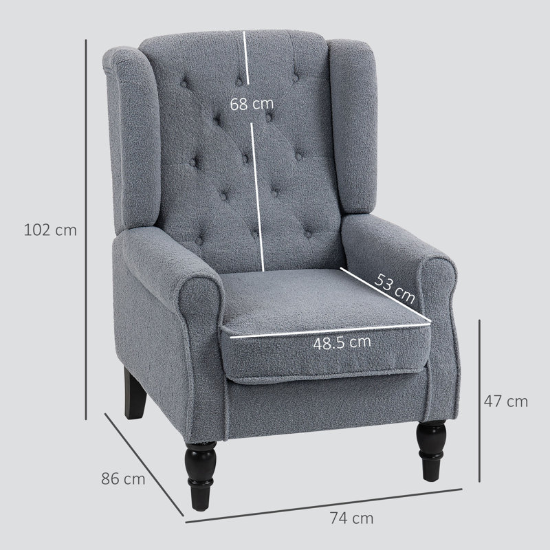 Upholstered Armchair, Foam, Grey Polyester