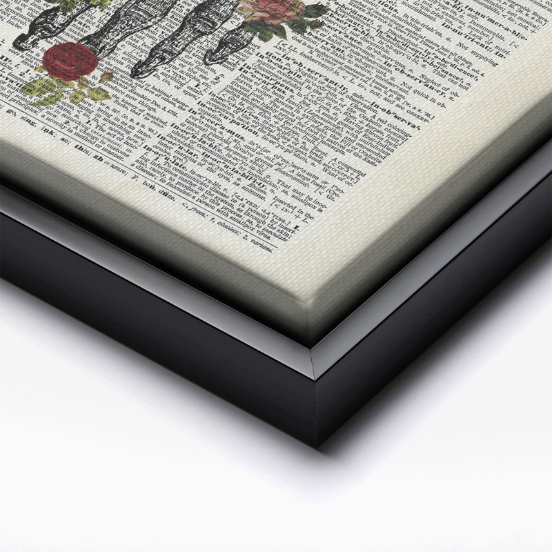 Fleurs et main de squelette, Black Framed, Canvas, 18"H x 24"W