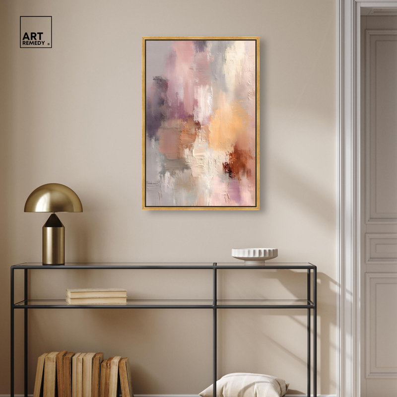 Décoration murale abstraite Hazy Sunset IV par Art Remedy, cadre doré, 20 x 30, H 31 po x l 21 po, Cadre doré