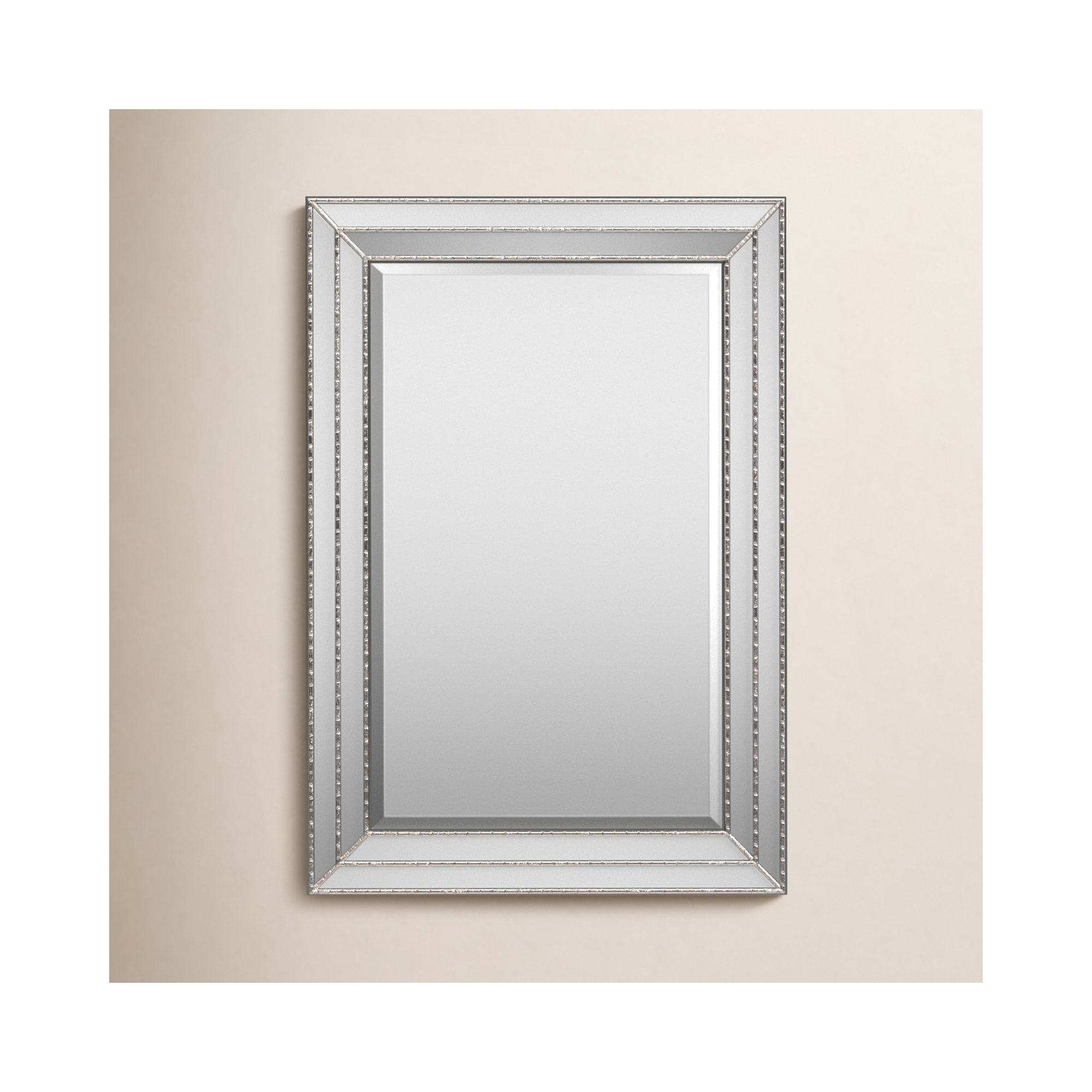 Almyra Rectangle Wall Mirror, Metallic Silver