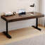 Bureau rectangulaire en bois massif foncé avec 2 tiroirs-130139253