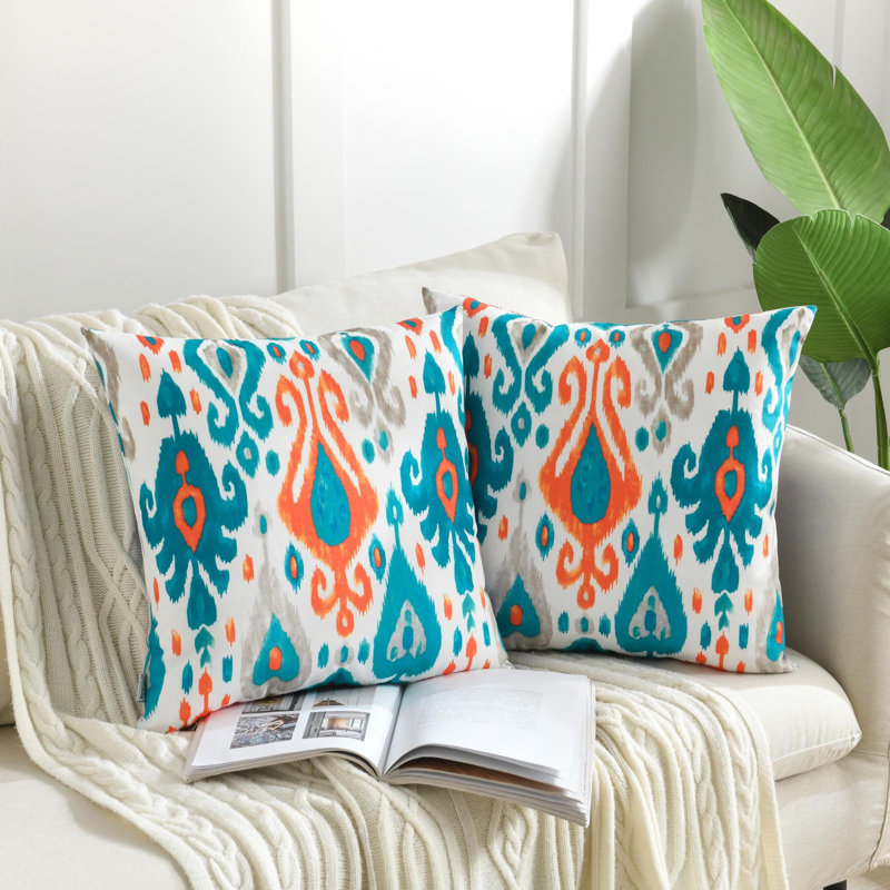Housses de coussin en toile de coton Ikat (ensemble de 2, sans insert d'oreiller)
