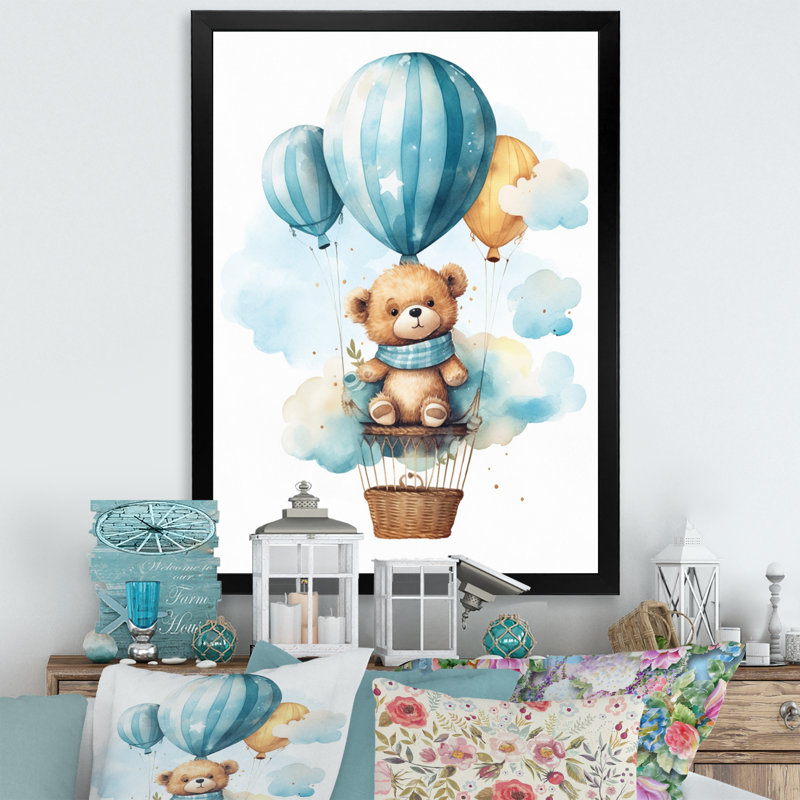 «Nursery Bear Cub Children Dreams II», H 32 po x l 16 po x P 1 po, Cadre simple noir