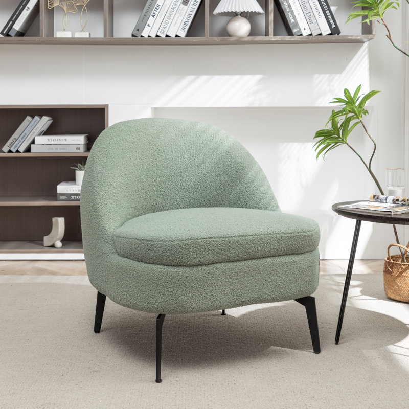 Fauteuil demi-tonneau rembourré Bula, Polyester vert