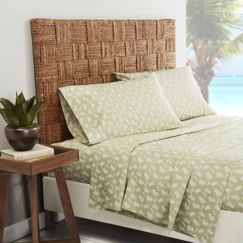 Ensemble de draps en coton percale Tommy Bahama, Ensemble de draps pour très grand lit avec 2 taie, Ananas jaune Aloha