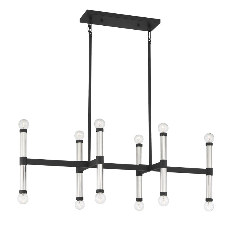 Luminaire linéaire 12 lumières Kingsburg, Noir