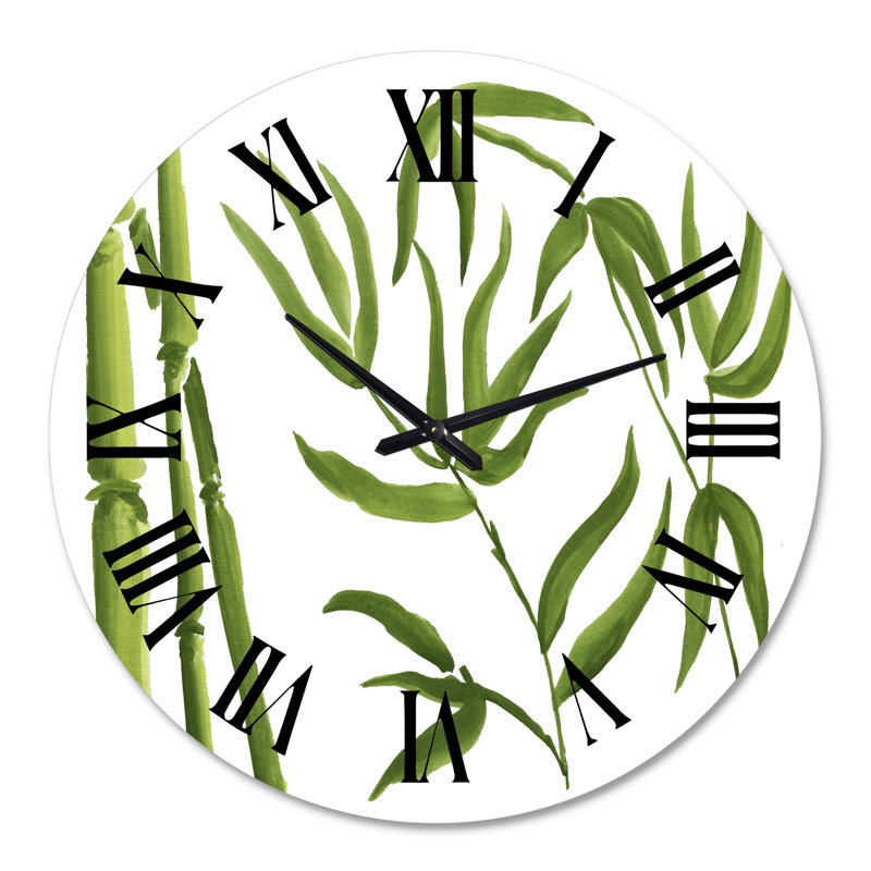 Bamboo Branches In The Forest IV - Tropical Wall Clock, 36" H x 36" W x 1" D