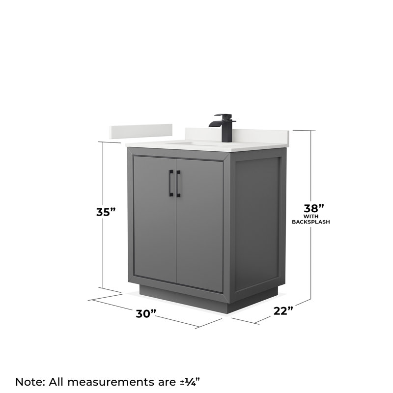 30'' W Single Vanity, WDX13309, Dark Gray, Matte Black