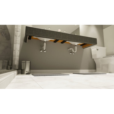 60in. x 21in. x 4in. The Original Free Floating Vanity Kit with Orange Waterproof Board® - Original Vanity Bracket®
