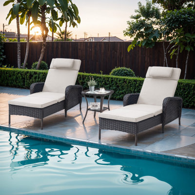 Dahlyla Outdoor All Weather Reclining Chaise Lounge Chair with Cushions