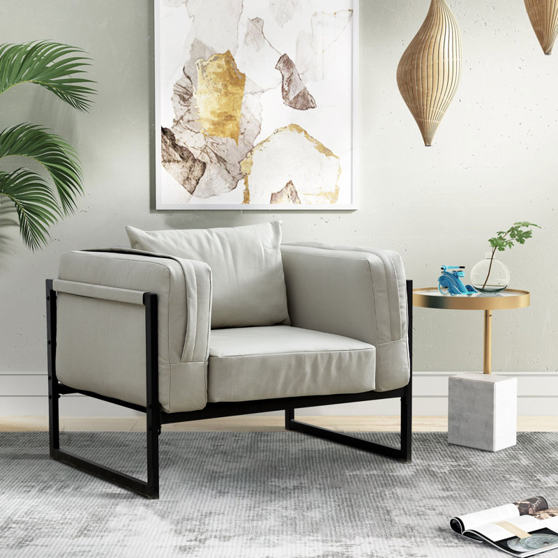 Khrishna 1 Seater Faux Leather Sofa, Beige