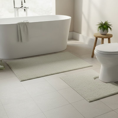 Haight 2Pc Cotton Bath Mat W/Rubber Backing Set White