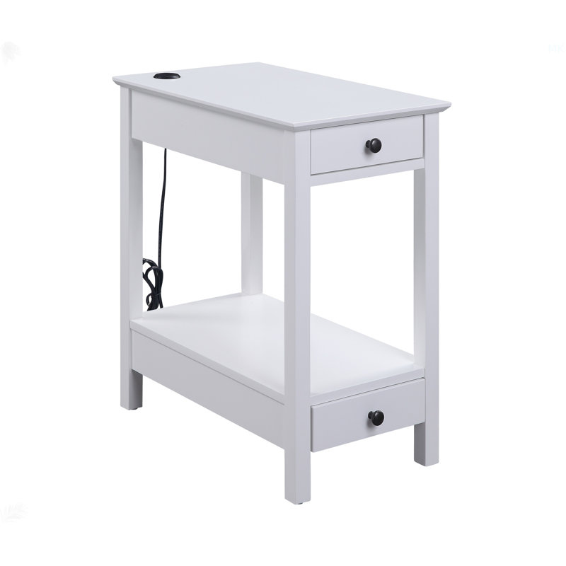 Table d'appoint Byzad à finition blanche avec USB
