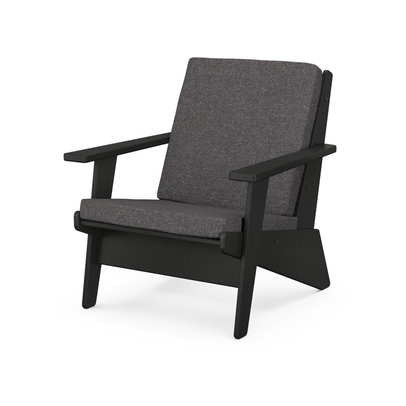 Riviera Modern Lounge Chair, Weathered Tweed, Mahogany