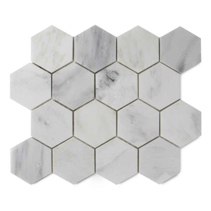 Carreau de mosaïque en marbre 12 po x 12 po, Gris / Crème