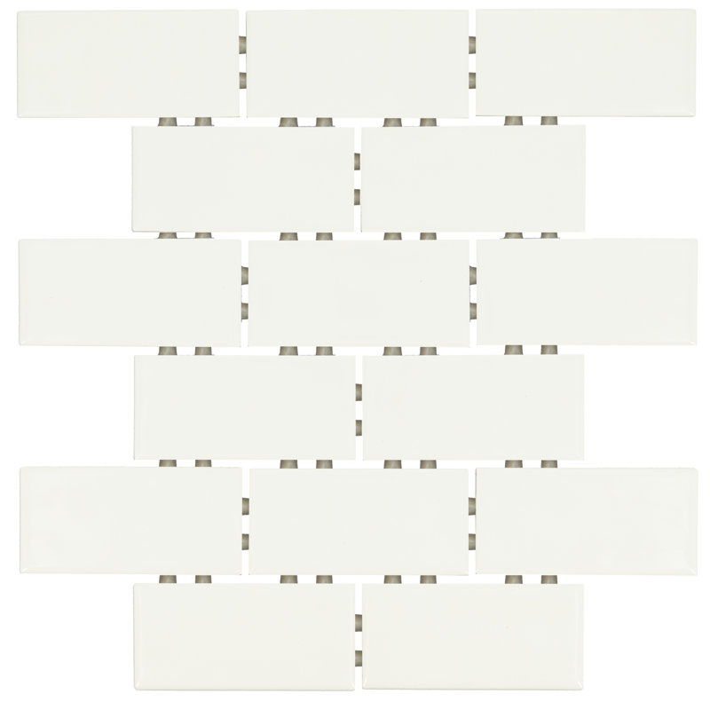 Itona Tile 2 x 4 Ceramic Brick-Joint Mosaic Tile (12 PC Per Carton) (9.96 SQFT Per Carton), Elegant White