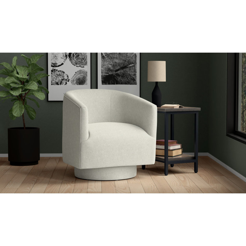 LeeRoy 29'' Wide Swivel Armchair, Lunar White Fabric