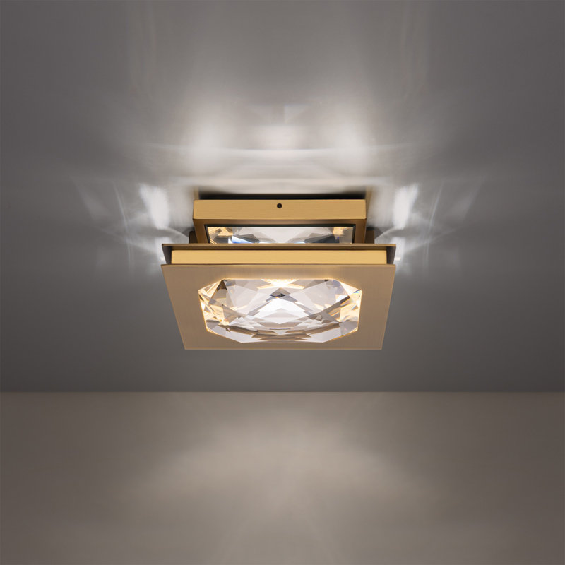 Enchante Crystal LED Semi Flush Mount, Aged Brass