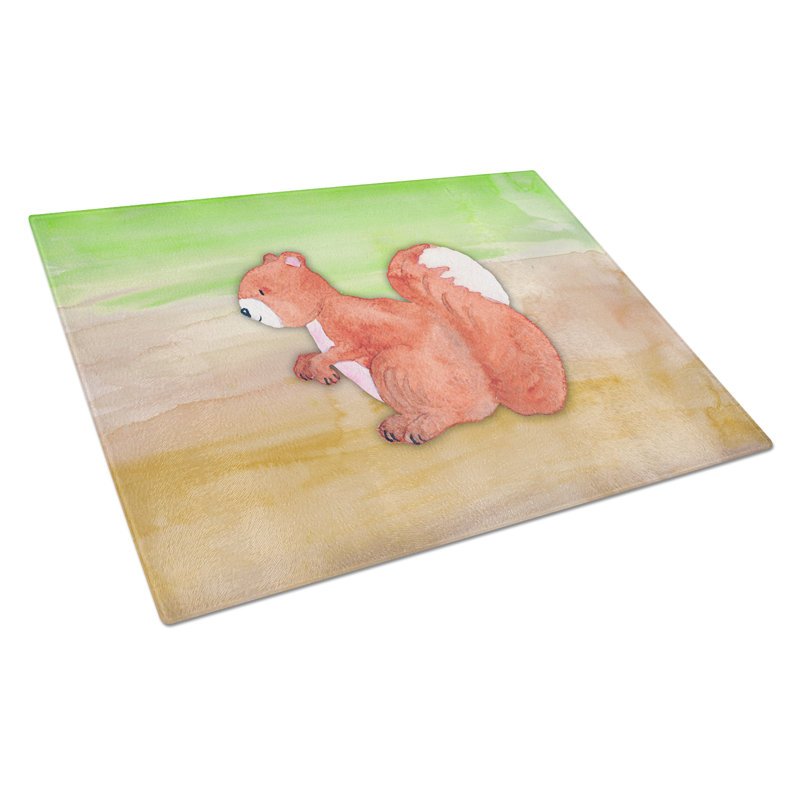 Caroline's Treasures Tempered Glass Squirrel Watercolor Cutting Board