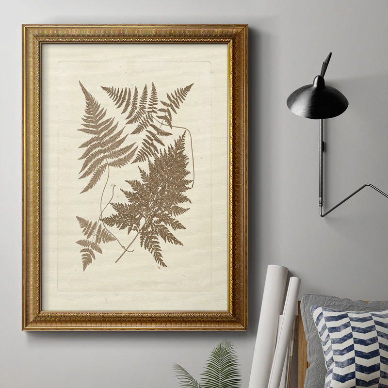 Toile encadrée de qualité supérieure sépia fougères VI - prête à être accrochée, H 27 po x l 18 po x P 2,5 po