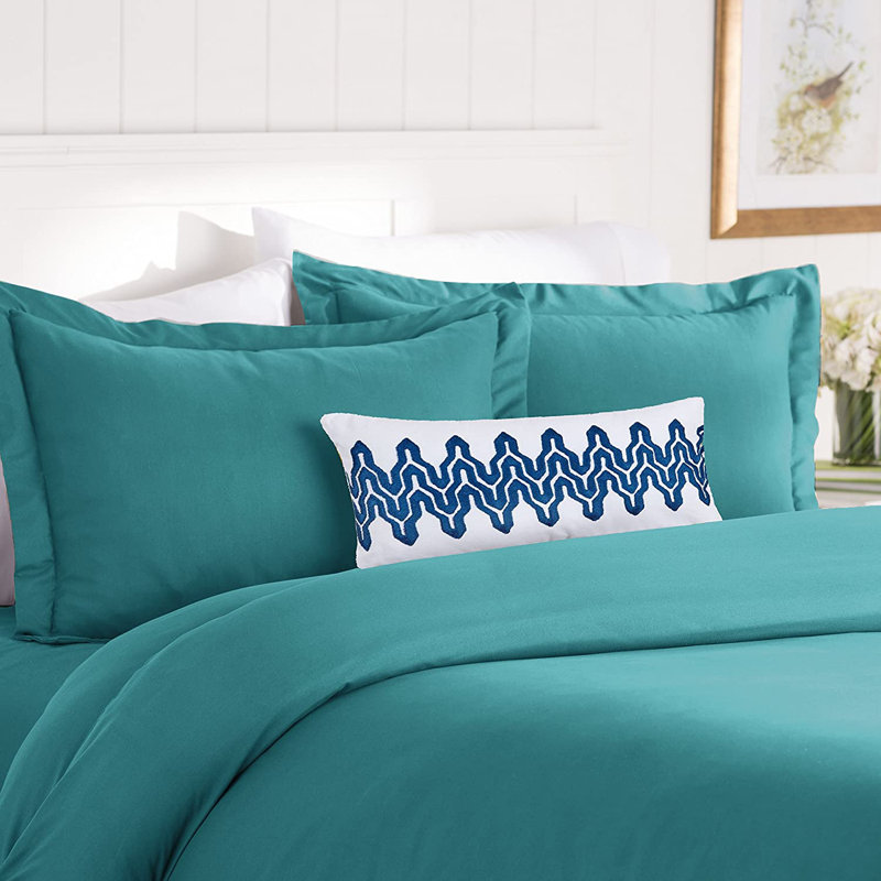Percale Duvet Cover, Queen Duvet Cover + 2 Standard Shams, Turquoise