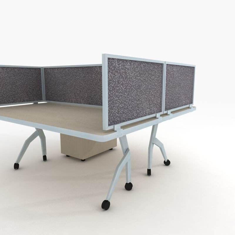 Panneau d'intimité acoustique fixé au bureau, Graphite, Aluminium, H 12 po x l 48 po x P 0,63 po