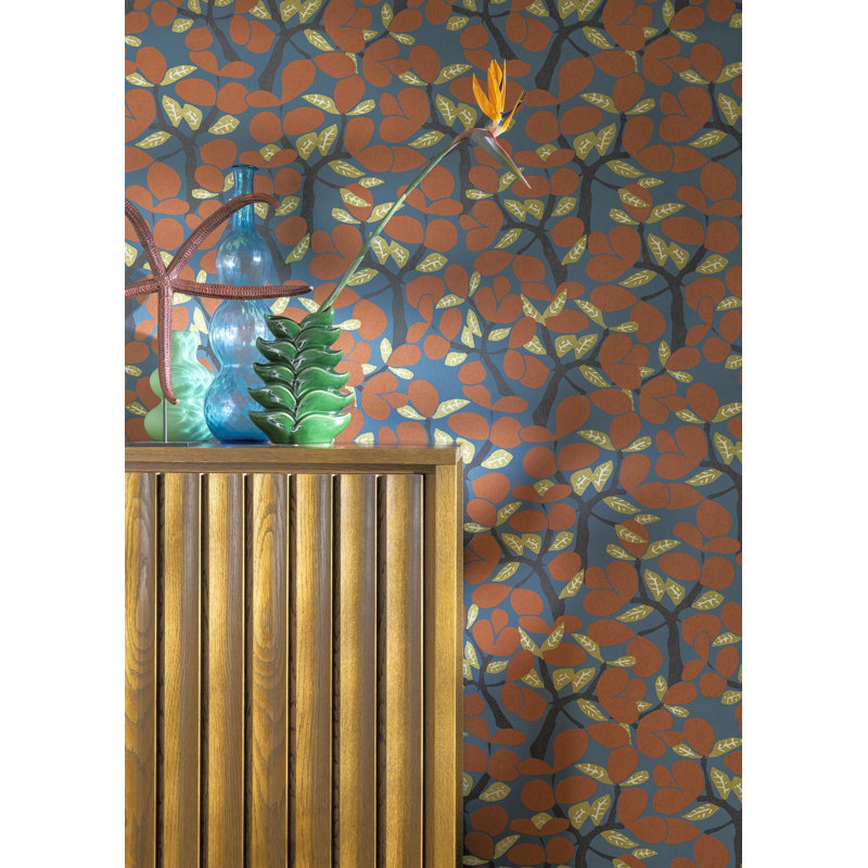 Double rouleau floral Dhane, Bleu/orange