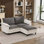 Canapé en L 70,87 po à deux tons en forme de L noir et blanc, canapé modulaire avec repose-pieds, assise profonde en chenille 2 places et coussin - parfait pour le salon, la chambre à coucher, un appartement