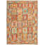 Tapis décoratif en laine de conception unique 9 pi 10 po x 16 pi noué à la main New Age orange/rouge/beige