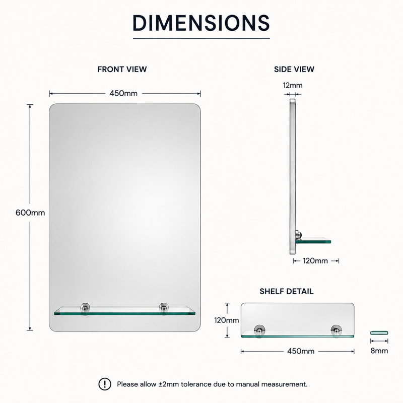 Flat Wall Mirror with Shelves