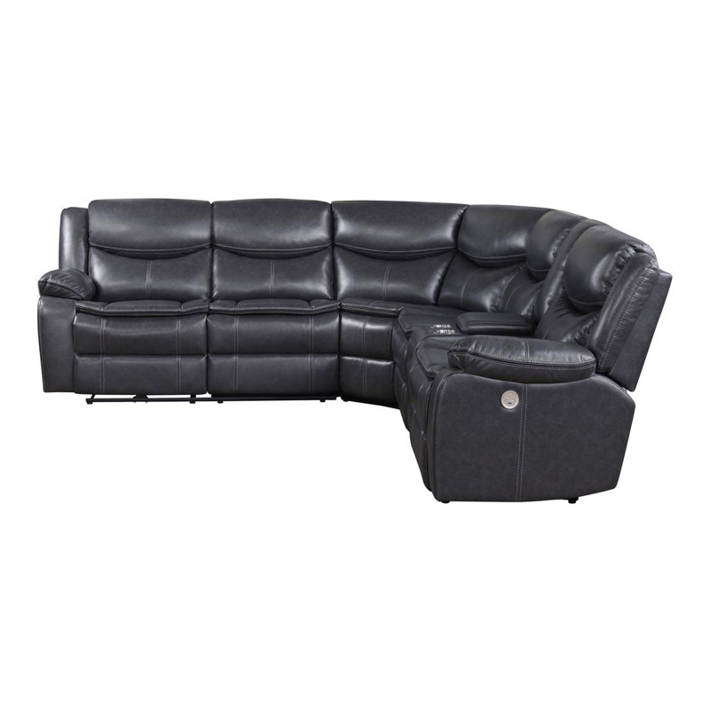 Canapé modulaire inclinable électrique Cramlington, Similicuir noir
