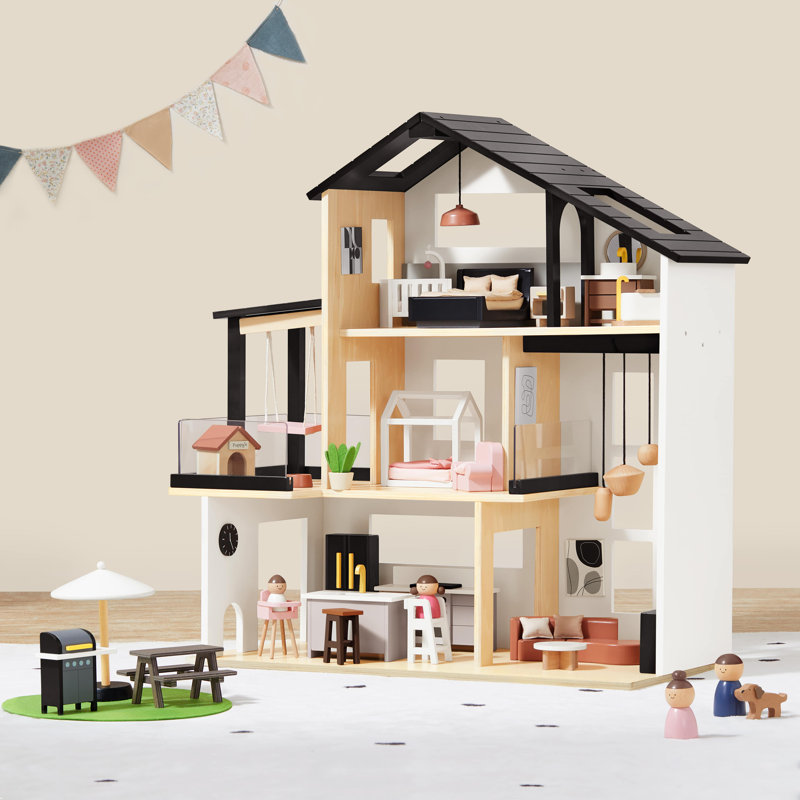 Maison de poupée familiale moderne Tiny Land®, Noir
