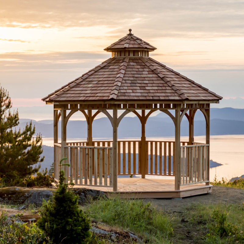 12 ft. Cedar Wood Octagon Bayside Gazebo, 12 Ft. W x 12 Ft. D