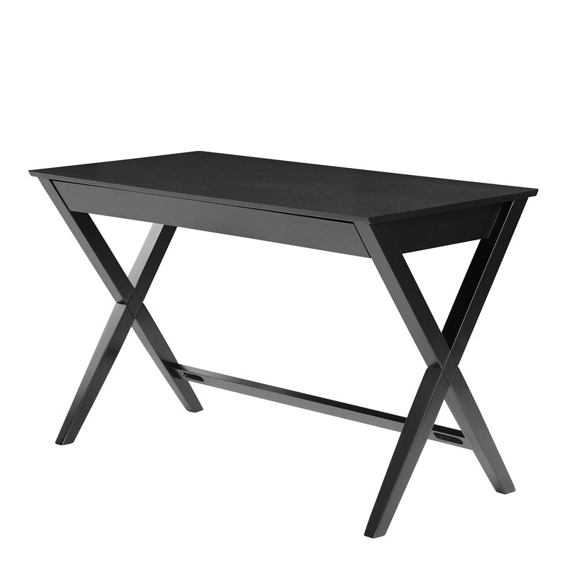 Swam Solid Wood Base Writing Desk, Black