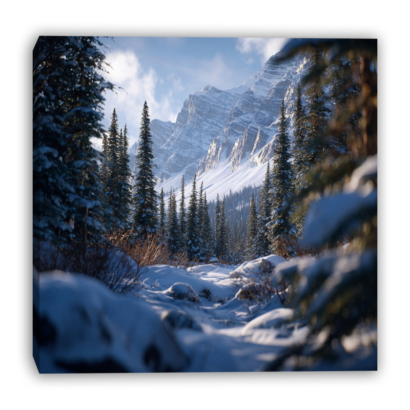 «Winter Valley with Evergreen», art mural sur toile tendue, 30 po x 30 po