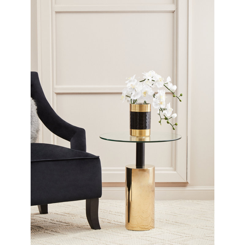 Bhodi Glass Top End Table, Gold