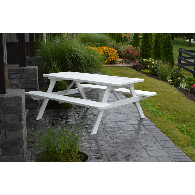 Table de pique-nique en bois massif Latisia, Blanc