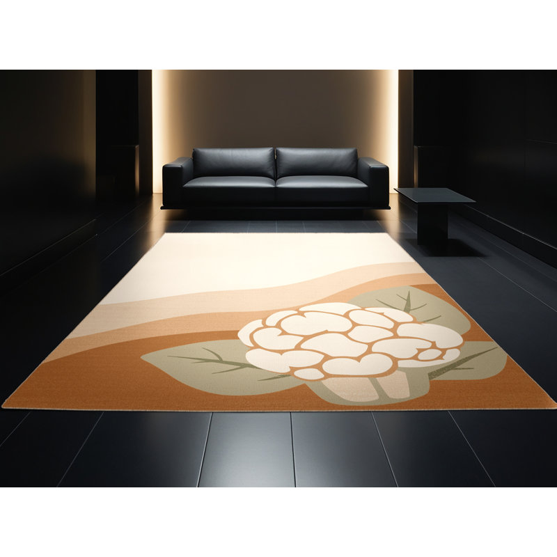 Machine Washable Wilkerson Cauliflower Minimalist Rug in Beige – Beige Binding, 8x12