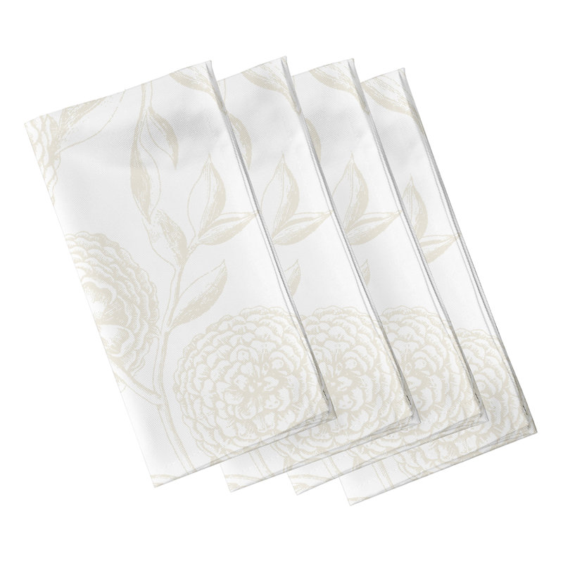 Pilla Polyester Floral Square Napkin, White